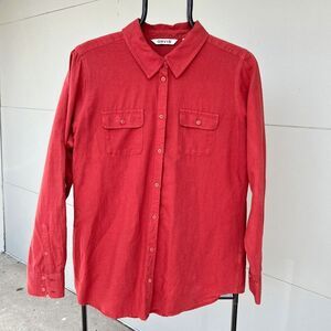 Orvis Rust Linen Cotton Button-Up Shirt, Size M, Classic Tailored Style